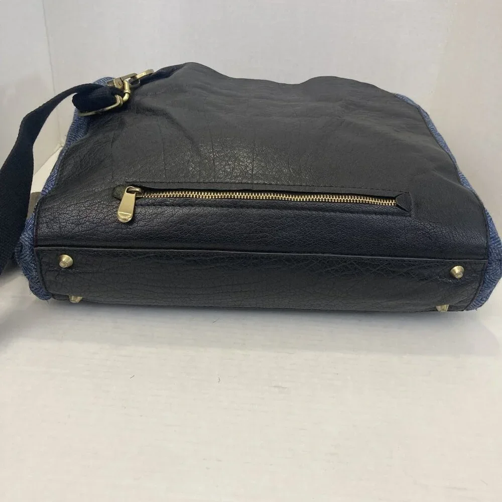 SUITSUPPLY Vintage Calf‎ Leather Wool Bag Mens Messenger Crossbody Long Strap